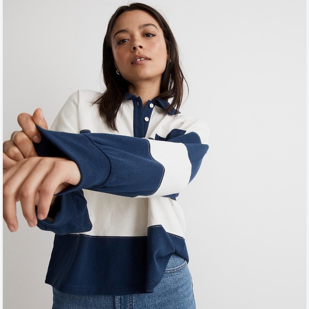 Madewell Striped Rugby Polo Shirt medium
